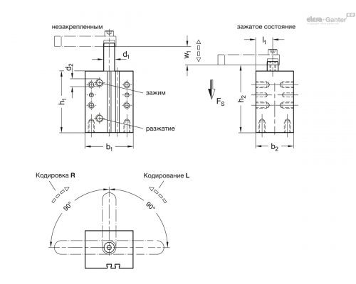 Поворотный зажим GN 875-16-8-L-A ELESA+GANTER