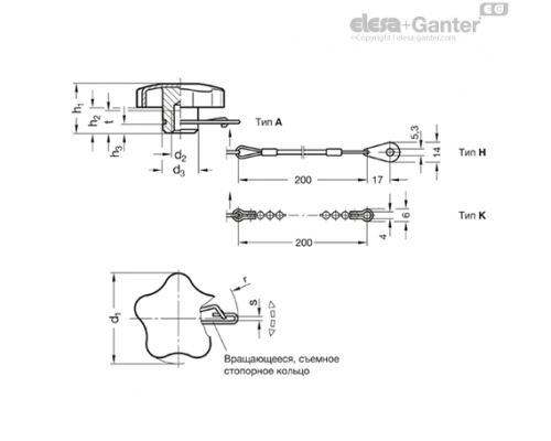 Лепестковая ручка GN 5334.13-50-M10-A ELESA+GANTER