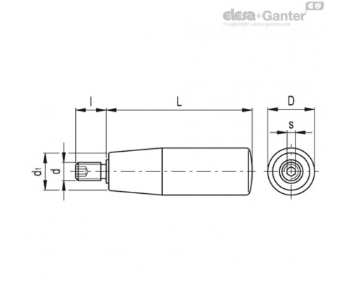 Цилиндрическая ручка I.780/50+x-M6 (124931) ELESA+GANTER
