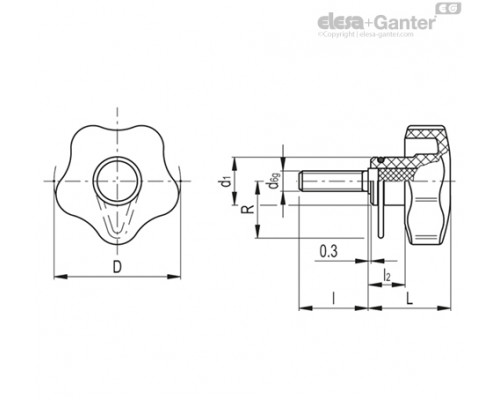 Лепестковая поворотная ручка VCT.25 p-M5x10-RC-C9 (68906-C9) ELESA+GANTER