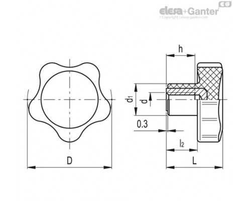 Лепестковая поворотная ручка VC.692/40-SST-M8-CLEAN (151712) ELESA+GANTER