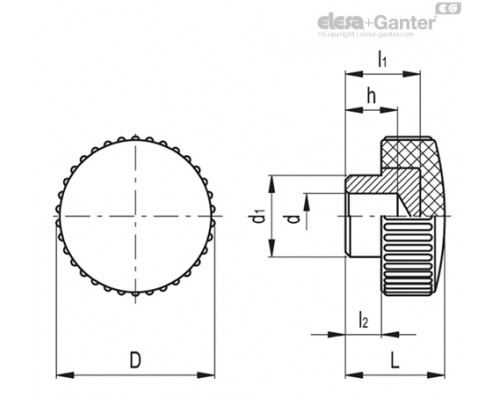 Ручка с накаткой B.220/35 (2901) ELESA+GANTER
