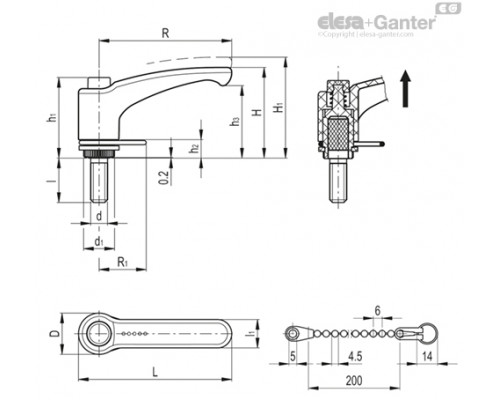 Регулируемая ручка ERX.78-SST-p-M10x50-C1-LP (236049-C1) ELESA+GANTER