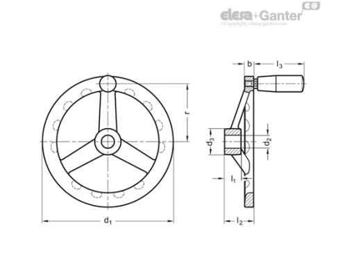 Маховик GN 949-140-B14-D ELESA+GANTER Маховик GN 949-140-B14-D ELESA+GANTER