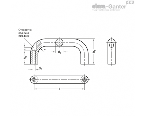 П-образная ручка GN 426.2-AL-20-350-BL ELESA+GANTER