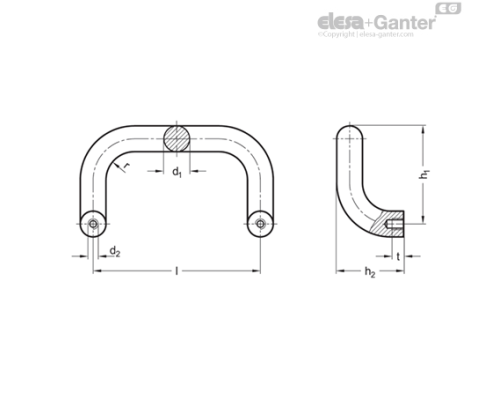 П-образная ручка GN 426.1-AL-28-500-SW ELESA+GANTER