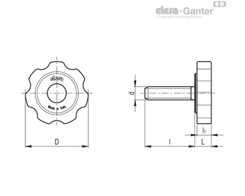 Лепестковая гайка с резьбовой втулкой GFL.40 p-M10x38 (168565) ELESA+GANTER