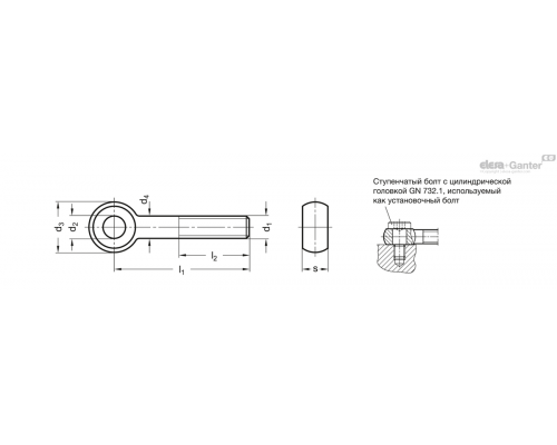 Откидной болт DIN 444-M8-75-NI ELESA+GANTER