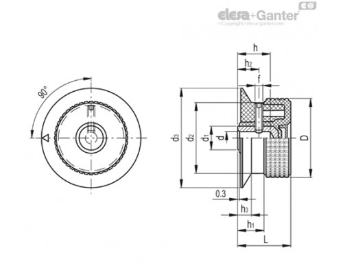 Ручка управления MBR.40 B-6+FK-C6 (34834-C6) ELESA+GANTER