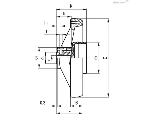Маховик VRTP.160-GXX2 A-14 (CE.33111-R) ELESA+GANTER