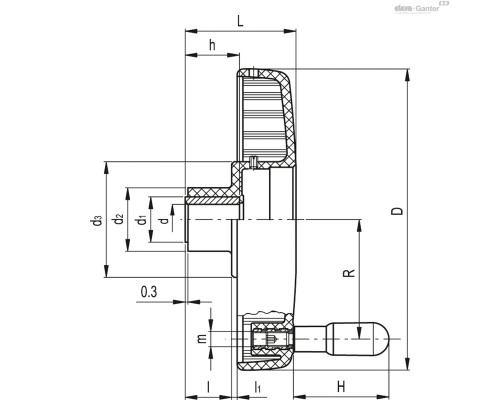 Маховик VDSC.200-GXX2 SST-16+I (CE.34077) ELESA+GANTER