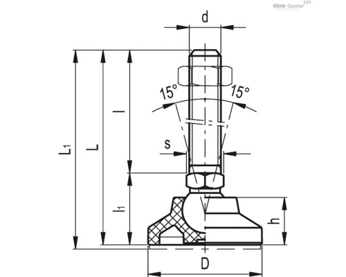 Регулируемая опора LS.A-40-PP-14-SST-M10x98 (373231) ELESA+GANTER