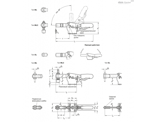Прижим GN 820.3-130-ML ELESA+GANTER