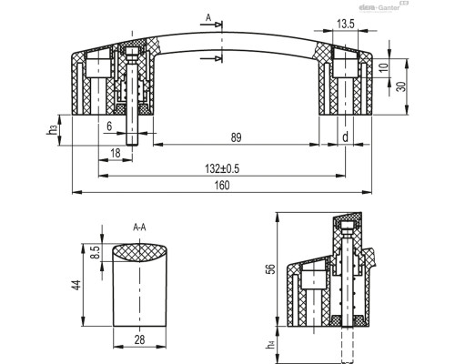 Ручка EBR.150-CH-6-60-C1 (260525-C1) ELESA+GANTER