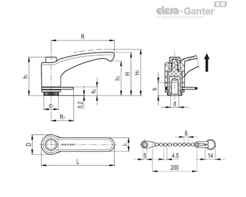 Регулируемая ручка ERX.78-SST-M10-C1-LP (236040-C1) ELESA+GANTER