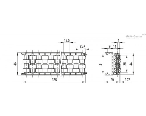 Направляющая GLB-1-RT-46-375 (419163) ELESA+GANTER