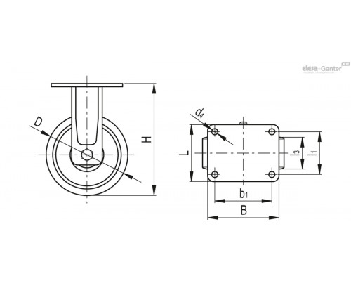 Колесико RE.F4-250-PSL-WEH (451470) ELESA+GANTER