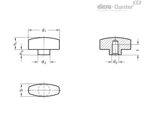  Гайка-барашек GN 434-NI-26-M6-MT ELESA+GANTER