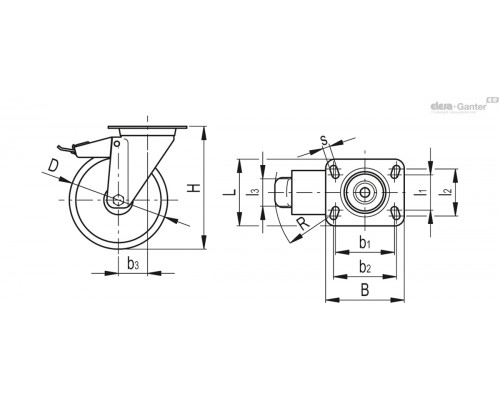 Колёсико RE.F8-200-SBF-N (450621) ELESA+GANTER