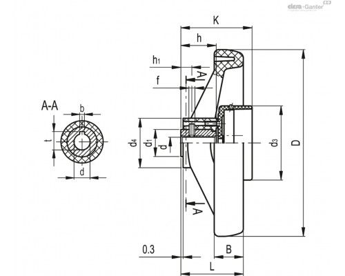 Маховик VRTP.250-GXX2 A-20+I (CE.33321-R) ELESA+GANTER