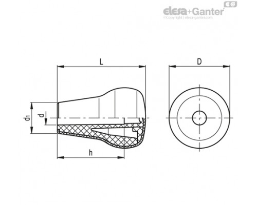 Грибовидная ручка IEL.65 N-10 SOFT (26661) ELESA+GANTER