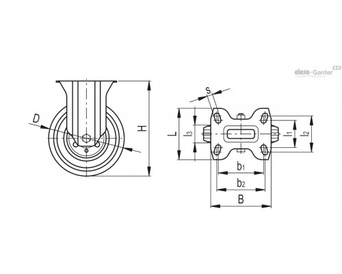 Колёсико RE.E3-150-PBL-N (450166) ELESA+GANTER