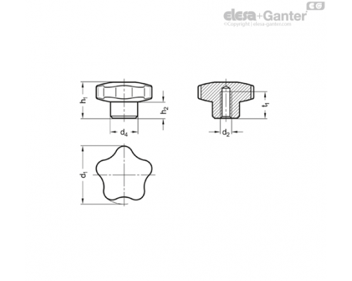 Лепестковая ручка GN 5336-60-M12-E-MT ELESA+GANTER