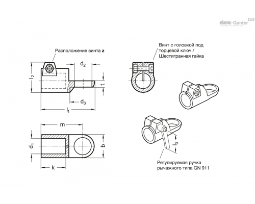 Держатель GN 276.4-B20-B30-2-SW ELESA+GANTER
