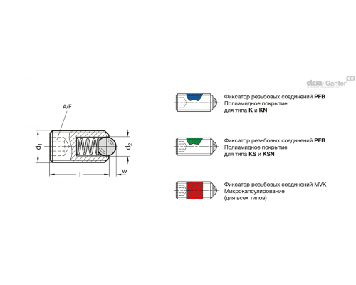 Фиксатор пружинный GN 615.3-M16-KSN-MVK ELESA+GANTER