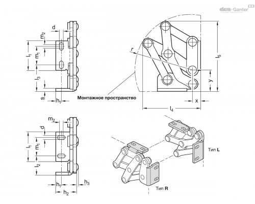 Петля GN 7231-NI-50-R-MT ELESA+GANTER