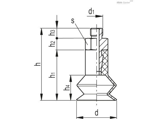 Вакуумная присоска VVL-16-M5-T-S (VV.56030) ELESA+GANTER