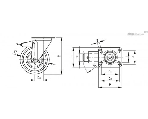 Колёсико RE.E3-100-SBF-N (450106) ELESA+GANTER