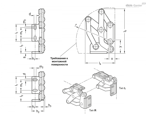 Петля GN 7237-NI-60-L-MT ELESA+GANTER