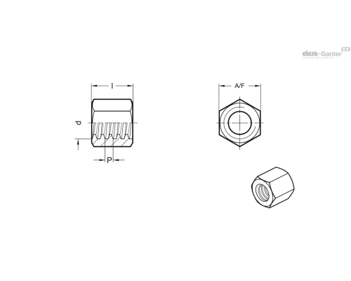Гайка GN 103.2-8x1,5-RH-ST ELESA+GANTER