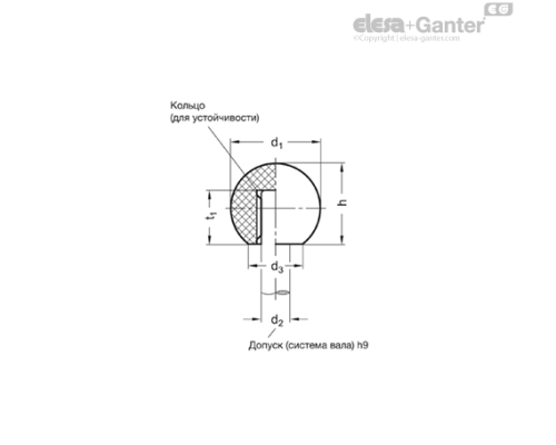 Шарообразная ручка DIN 319-KU-50-B16-L ELESA+GANTER