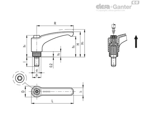 Регулируемая ручка ERX.78 AV p-M10x20-C2 (234518-C2) ELESA+GANTER
