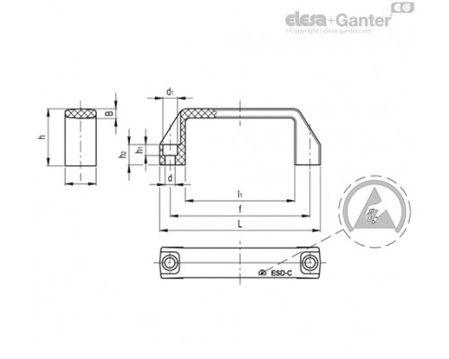 Мостовидная ручка M.443/140-8-CH-ESD-C (154611) ELESA+GANTER