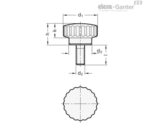 Винт с накаткой GN 535-20-M5-16-MT ELESA+GANTER