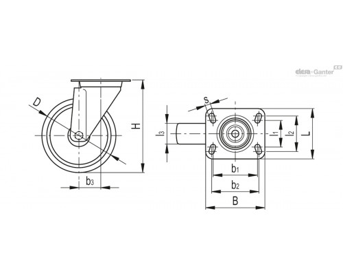 Колесико RE.F4-100-SSL-H (451421) ELESA+GANTER