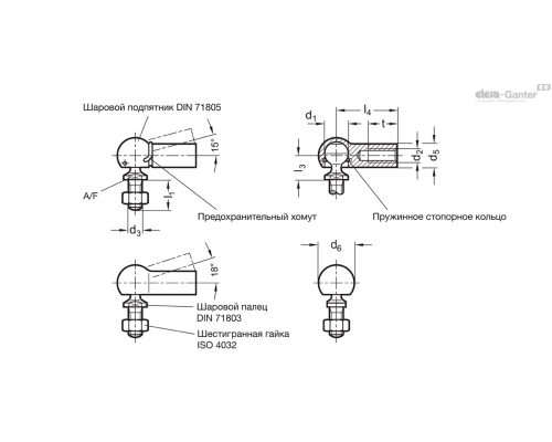 Шарнирное соединение DIN 71802-13-M8-5-B ELESA+GANTER