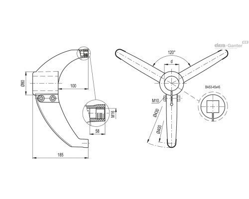 Треногая опора BAS3-42-A (419592) ELESA+GANTER