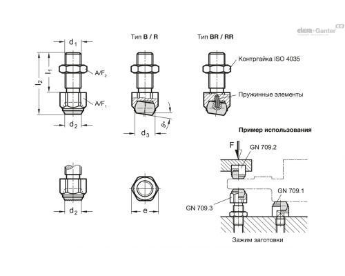 Прижимной упор GN 709.3-17-M10-BR ELESA+GANTER
