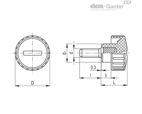 Ручка с рифлением BT.16 AV-p-M4x10 (7351) ELESA+GANTER Ручка с рифлением BT.16 AV-p-M4x10 (7351) ELESA+GANTER