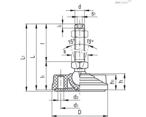 Регулируемая опора LV.F-80-14-AS-STP-M10x99 (314233) ELESA+GANTER