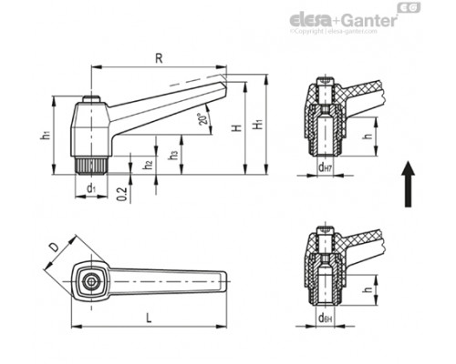 Регулируемая ручка MR.40 A-M4-C9 (41121) ELESA+GANTER