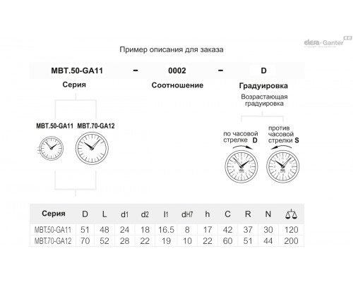 Ручка MBT.50-GA11-0015-D (CE.56145) ELESA+GANTER