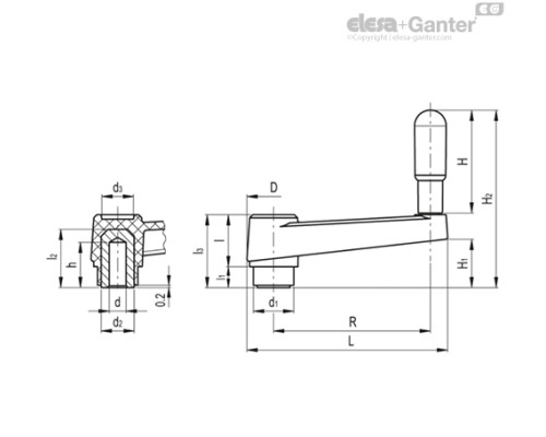 Рукоятка кривошипная MT.80-AT (44213) ELESA+GANTER Рукоятка кривошипная MT.80-AT (44213) ELESA+GANTER