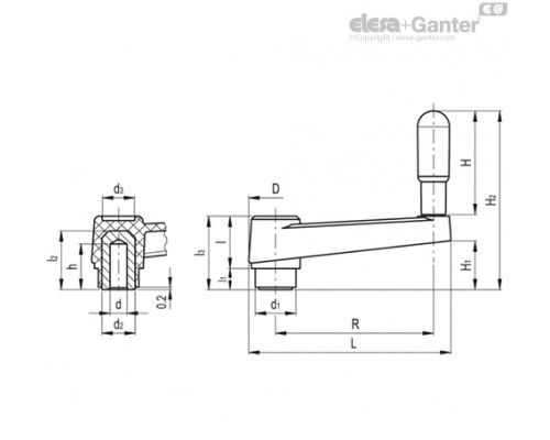 Рукоятка кривошипная MT.50-AT (44053) ELESA+GANTER