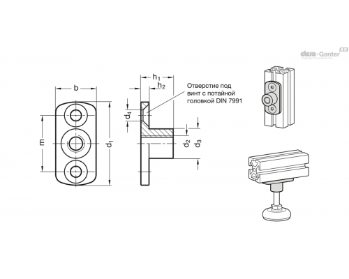 Резьбовой фланец GN 3490-45-M6-16-SW ELESA+GANTER