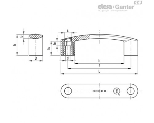 Мостовидная ручка EBP.200-8-SAN-C16 (153223-C16) ELESA+GANTER